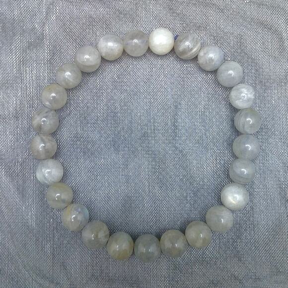 Gemstone Labradorite Bracelet Light Gray 8mm Beaded Handmade Stretch Natural NEW - Picture 5 of 12